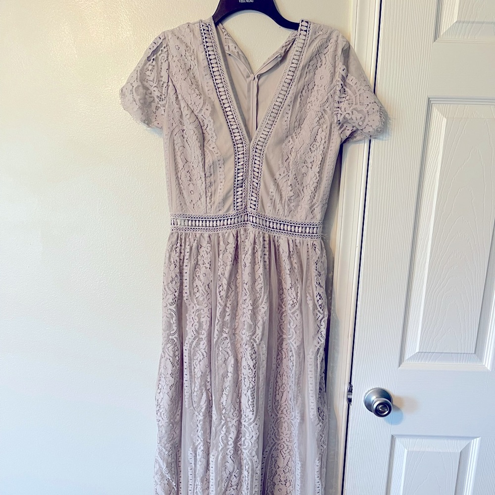 Gray lace maxi dress